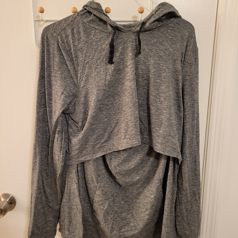 Motherhood Maternity Lift Up Nursing Hoodie - Grey Spacedye / XL